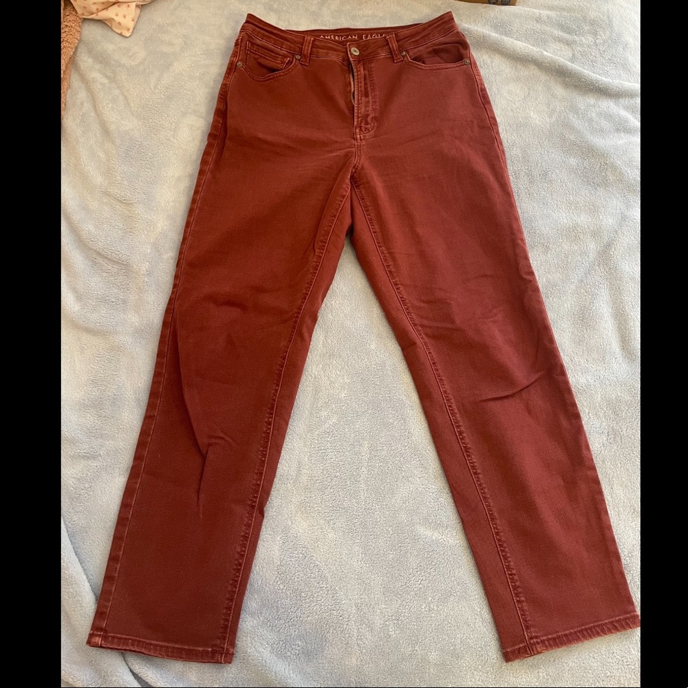 American Eagle Stretch Maroon Mom Jean
